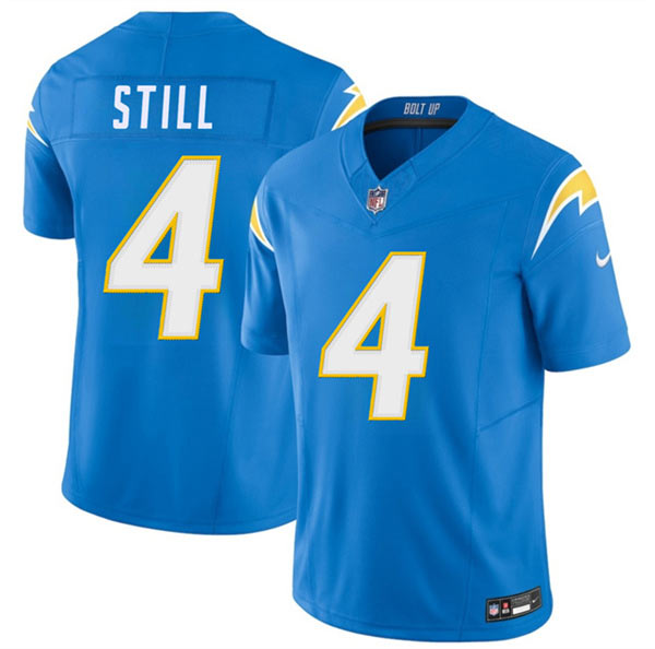 Men's Los Angeles Chargers 4 Tarheeb Still Blue 2026 F.U.S.E. Vapor Limited Football Stitched Jersey Men's Los Angeles Chargers 4 Tarheeb Still Blue 2026 F.U.S.E. Vapor Limited Football Stitched Jersey