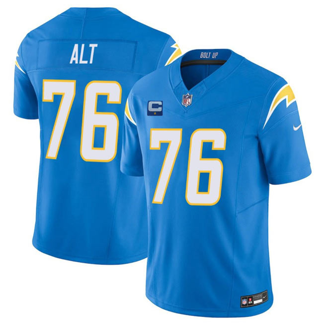Men's Los Angeles Chargers 76 Joe Alt Blue 2025 F.U.S.E With 1 Star C Patch Vapor Limited Stitched Football Jersey