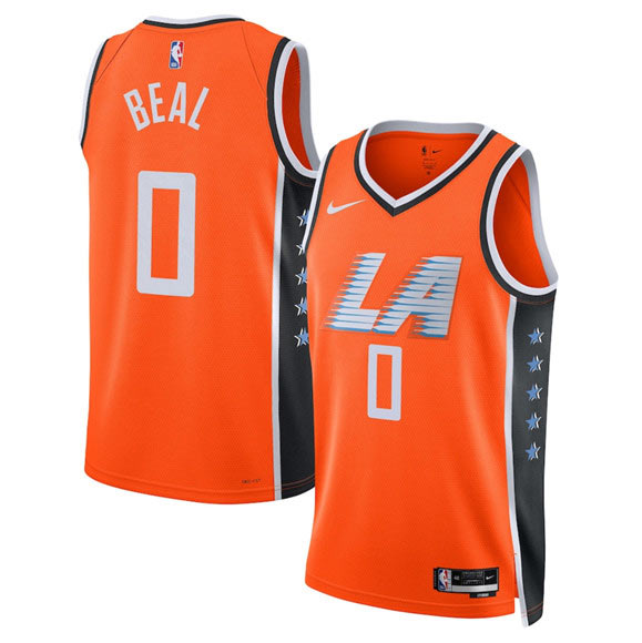 Men's Los Angeles Clippers 0 Bradley Beal Orange 2025 26 City Edition Swingman Stitched Jersey