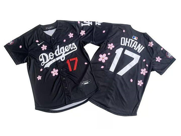 Men's Los Angeles Dodgers 17 Shohei Ohtani Black 2025 Tokyo Series Limited Stitched Baseball Jersey