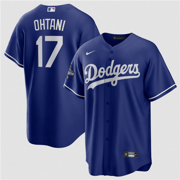 Men's Los Angeles Dodgers 17 Shohei Ohtani Blue 2025 World Series Champions Stitched Baseball Jersey