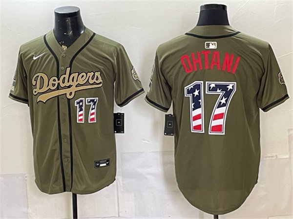 Men's Los Angeles Dodgers 17 Shohei Ohtani Olive 2026 Armed Forces Day 250 Fourth of July Stitched Baseball Jersey Men's Los Angeles Dodgers 17 Shohei Ohtani Olive 2026 Armed Forces Day 250 Fourth of July Stitched Baseball Jersey