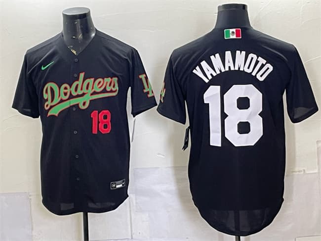 Men's Los Angeles Dodgers 18 Yoshinobu Yamamoto Black Mexico Limited Stitched Baseball Jersey