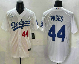Men's Los Angeles Dodgers 44 Andy Pages Number White Cool Base Stitched Jersey