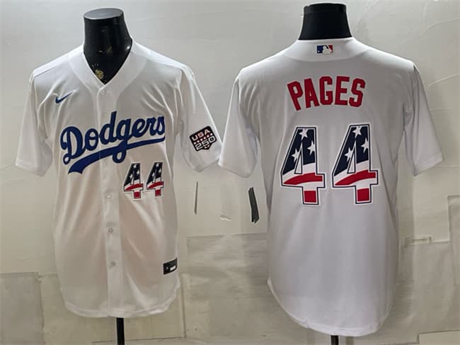 Men's Los Angeles Dodgers 44 Andy Pages White USA 250 Fourth of July Home Stitched Baseball Jersey Men's Los Angeles Dodgers 44 Andy Pages White USA 250 Fourth of July Home Stitched Baseball Jersey