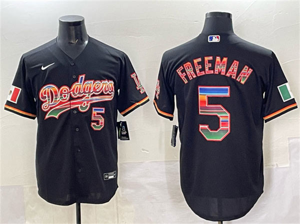 Men's Los Angeles Dodgers 5 Freddie Freeman Black Mexico Cool Base Stitched Baseball Jersey