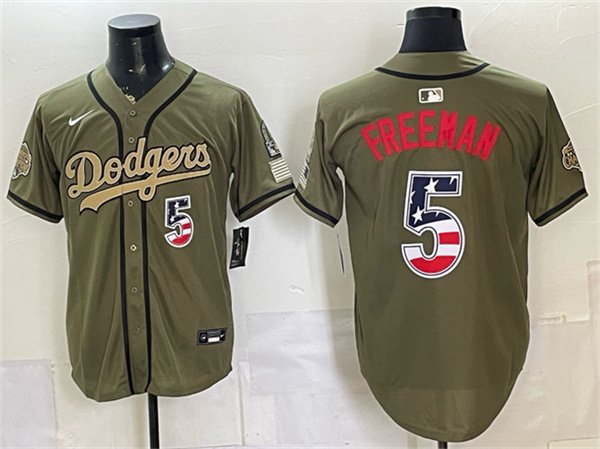 Men's Los Angeles Dodgers 5 Freddie Freeman Olive 2026 Armed Forces Day 250 Fourth of July Stitched Baseball Jersey Men's Los Angeles Dodgers 5 Freddie Freeman Olive 2026 Armed Forces Day 250 Fourth of July Stitched Baseball Jersey