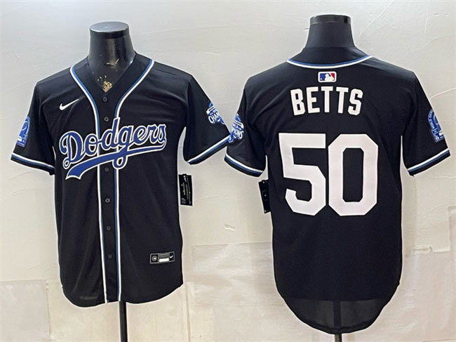 Men's Los Angeles Dodgers 50 Mookie Betts B2B Champs 2026 Black Out Style Vapor Limited Stitched Baseball Jersey Men's Los Angeles Dodgers 50 Mookie Betts B2B Champs 2026 Black Out Style Vapor Limited Stitched Baseball Jersey
