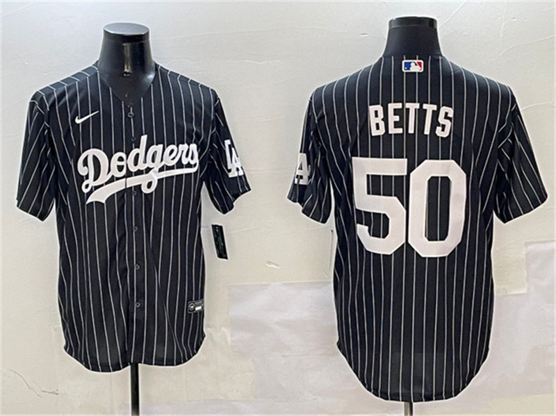 Men's Los Angeles Dodgers 50 Mookie Betts Black Cool Base Stitched Baseball Jersey