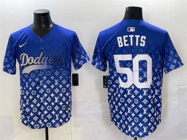 Men's Los Angeles Dodgers 50 Mookie Betts Blue Limited Stitched Baseball Jersey