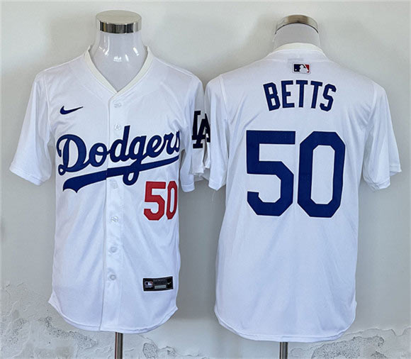 Men's Los Angeles Dodgers 50 Mookie Betts White Home Limited Stitched Baseball Jersey