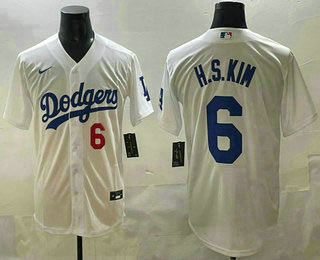 Men's Los Angeles Dodgers 6 Hyeseong Kim White Cool Base Jersey