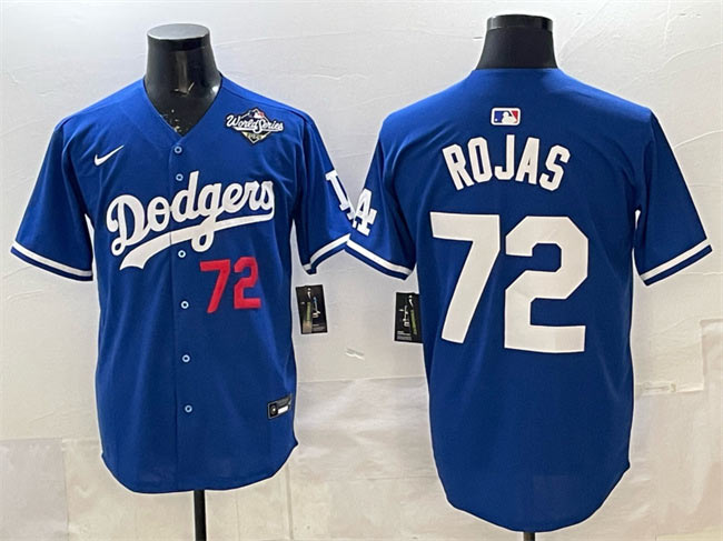 Men's Los Angeles Dodgers 72 Miguel Rojas Royal 2025 World Series Patch Limited Stitched Baseball Jersey