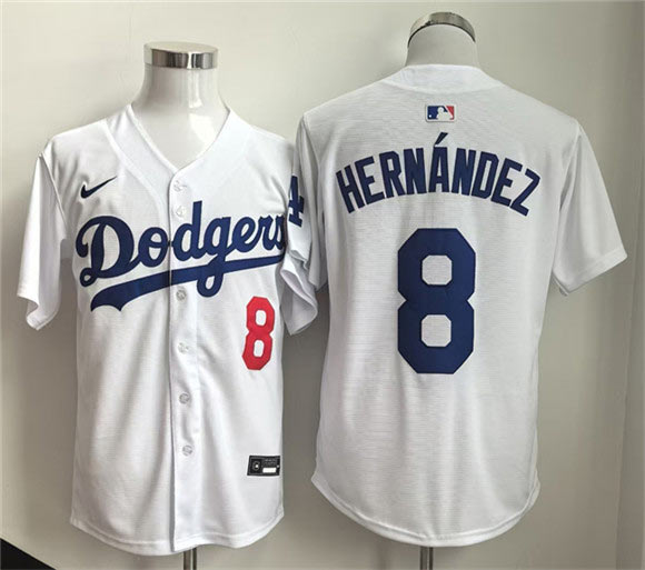 Men's Los Angeles Dodgers 8 Enrique Hernandez WhiteLimited Stitched Baseball Jersey