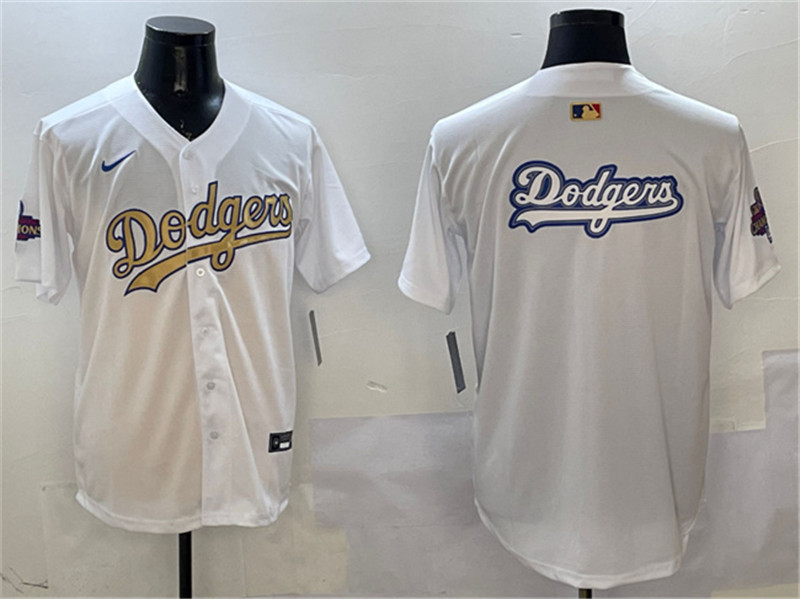 Men's Los Angeles Dodgers Team Big Logo White 2025 Gold Collection Limited Stitched Baseball Jersey