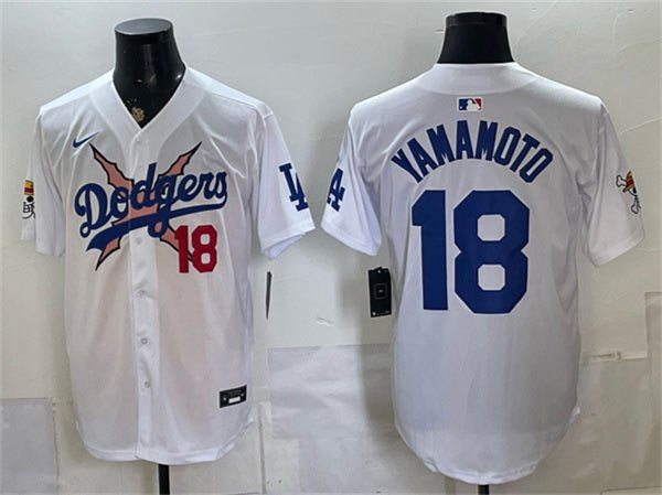 Men's Los Angeles Dodgers x One Piece 18 Yoshinobu Yamamoto White Vapor Premier Limited Stitched Baseball Jersey Men's Los Angeles Dodgers x One Piece 18 Yoshinobu Yamamoto White Vapor Premier Limited Stitched Baseball Jersey