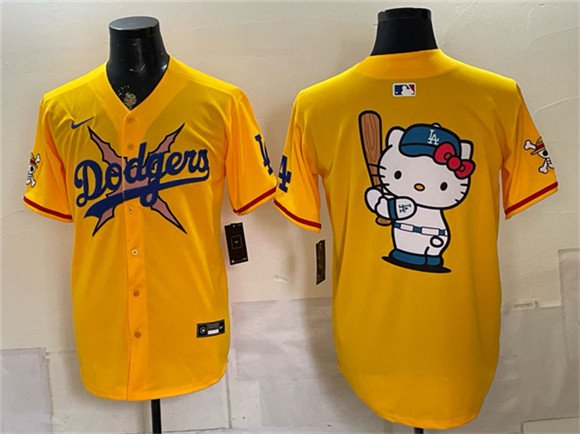 Men's Los Angeles Dodgers x One Piece Team Big Logo Yellow Vapor Premier Limited Stitched Baseball Jersey Men's Los Angeles Dodgers x One Piece Team Big Logo Yellow Vapor Premier Limited Stitched Baseball Jersey