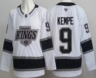 Men's Los Angeles Kings 9 Adrian Kempe White Authentic Jersey