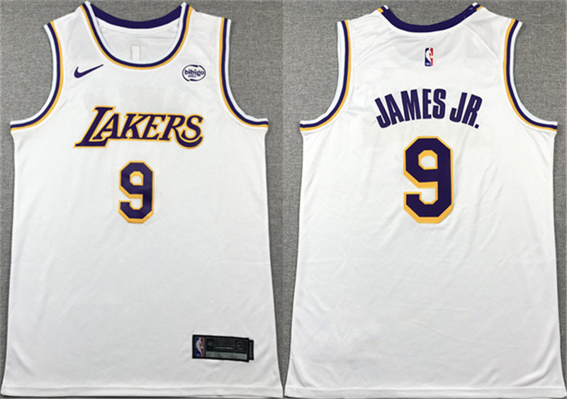 Men's Los Angeles Lakers 9 Bronny James Jr. White 2024 Draft Icon Edition Stitched Basketball Jersey