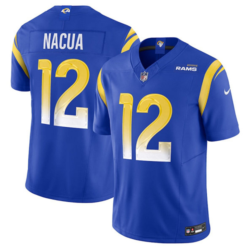 Men's Los Angeles Rams 12 Puka Nacua Blue 2024 F.U.S.E. Vapor Untouchable Limited Football Stitched Jersey