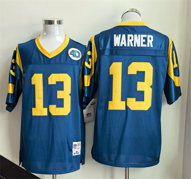 Men's Los Angeles Rams 13 Kurt Warner Royal Throwback Football Stitched Jersey
