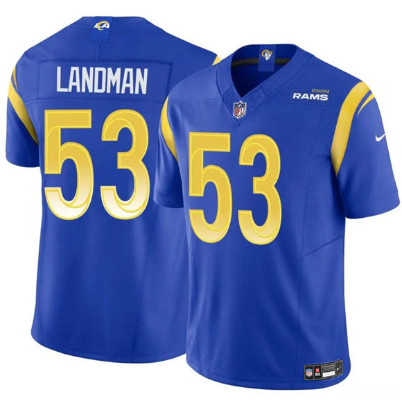 Men's Los Angeles Rams 53 Nate Landman Blue 2025 F.U.S.E. Vapor Untouchable Football Stitched Jersey