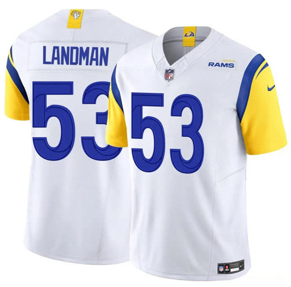 Men's Los Angeles Rams 53 Nate Landman White 2025 F.U.S.E. Vapor Untouchable Football Stitched Jersey