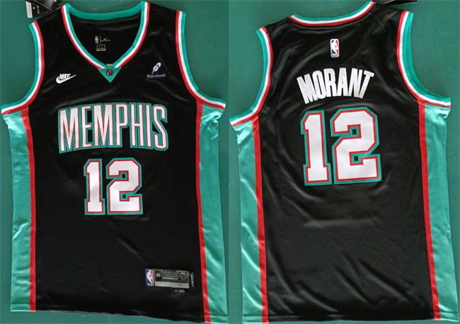 Men's Memphis Grizzlies 12 Ja Morant Black 2025 Classic Edition Stitched Basketball Jersey