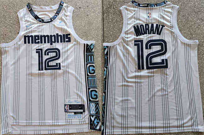 Men's Memphis Grizzlies 12 Ja Morant White 2025 26 City Edition Edition Stitched Basketball Jersey