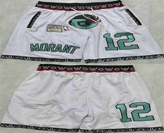 Men's Memphis Grizzlies 12 Ja Morant White 2025 Shorts
