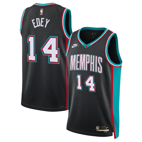 Men's Memphis Grizzlies 14 Zach Edey Black 2025 Classic Edition Stitched Basketball Jersey