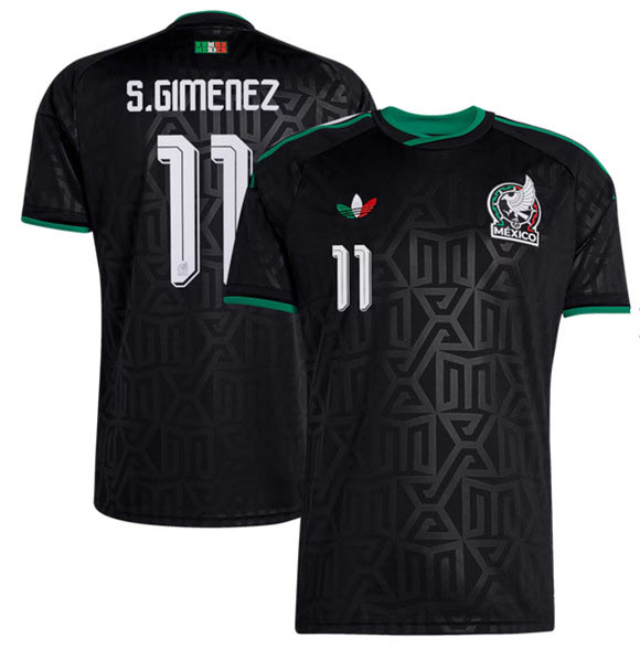 Men's Mexico 11 Santiago Gimenez Black 2026 Soccer Jersey Suit
