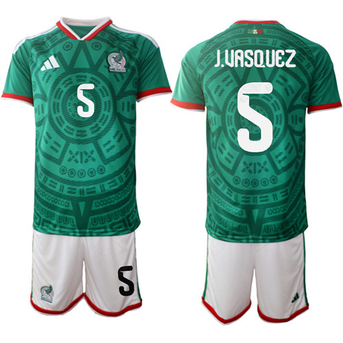 Men's Mexico 5 J.UASQUEZ National Team FIFA x World Cup 2026 Home Green On Field Jersey