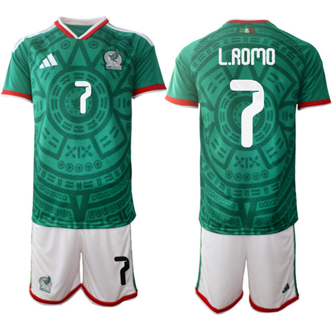 Men's Mexico 7 Luis Romo Green 2025 26 Home Soccer Jersey Suit