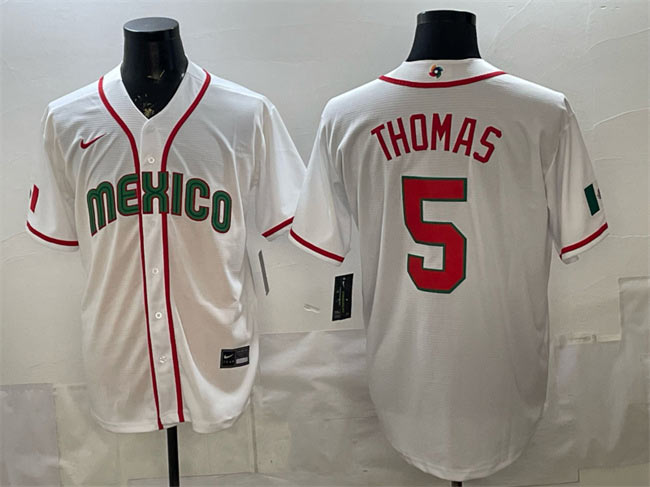 Men's Mexico Baseball 5 Alek Thomas White 2026 World Baseball Classic Home Stadium Stitched Jersey