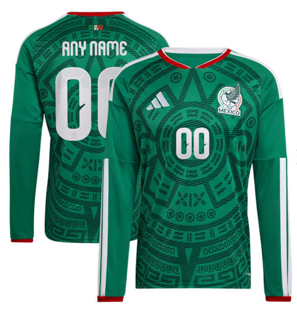 Men's Mexico Custom Black 2026 Home Soccer Long Sleeve Jersey Men's Mexico Custom Black 2026 Home Soccer Long Sleeve Jersey