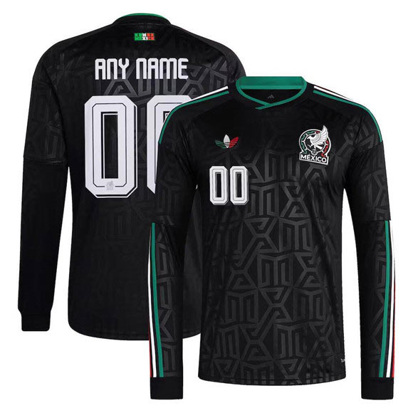 Men's Mexico Custom Black 2026 Long Sleeve Soccer Jersey Men's Mexico Custom Black 2026 Long Sleeve Soccer Jersey
