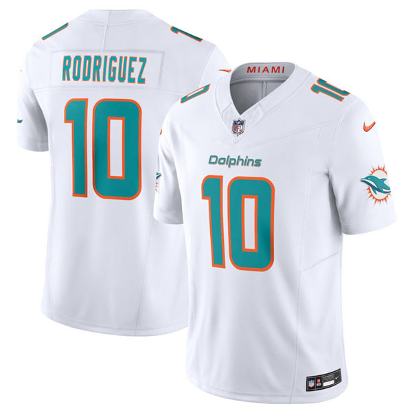 Men's Miami Dolphins 10 Jacob Rodriguez White 2026 Draft F.U.S.E. Vapor Limited Football Stitched Jersey