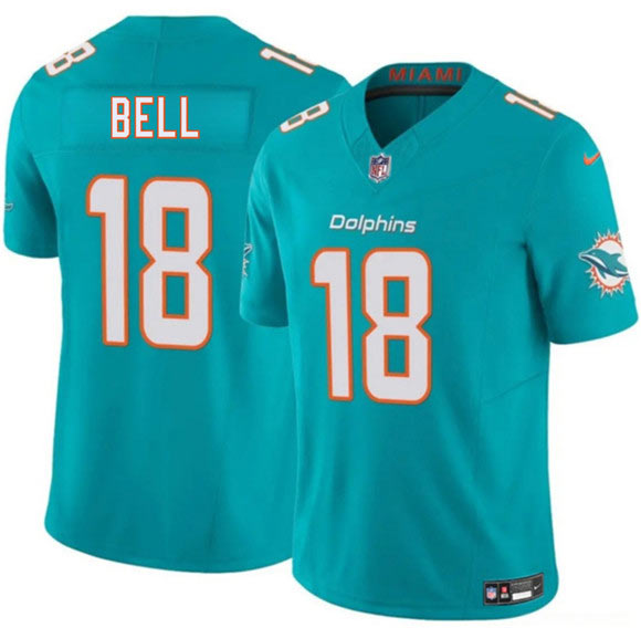 Men's Miami Dolphins 18 Chris Bell Aqua 2026 Draft F.U.S.E. Vapor Limited Football Stitched Jersey