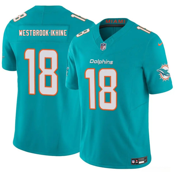 Men's Miami Dolphins 18 Nick Westbrook Ikhine Aqua 2025 Draft F.U.S.E. Vapor Limited Football Stitched Jersey