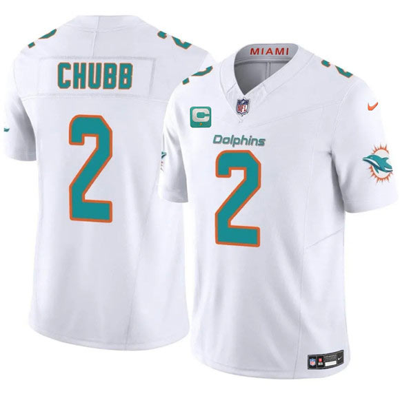 Men's Miami Dolphins 2 Bradley Chubb White 2025 F.U.S.E. With 1 Star C Patch Vapor Limited Football Stitched Jersey