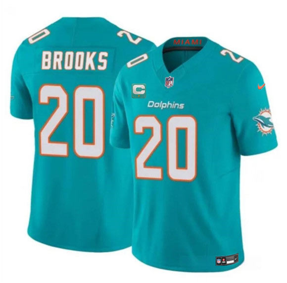 Men's Miami Dolphins 20 Jordyn Brooks Aqua 2025 F.U.S.E. With 1 Star C Patch Vapor Limited Football Stitched Jersey
