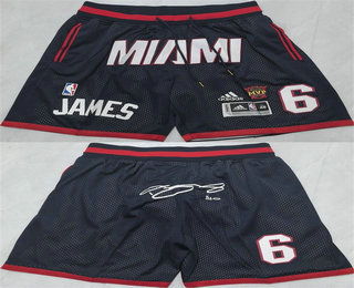 Men's Miami Heat 6 LeBron James Black Just Don Shorts