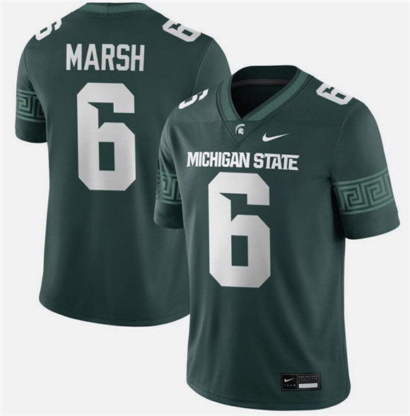Men's Michigan State Spartans 6 Nick Marsh Green Vapor Limited Stitched Football Jersey