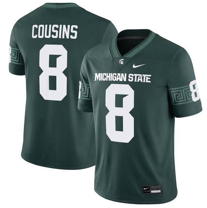 Men's Michigan State Spartans 8 Kirk Cousins Green Vapor Limited Stitched Football Jersey