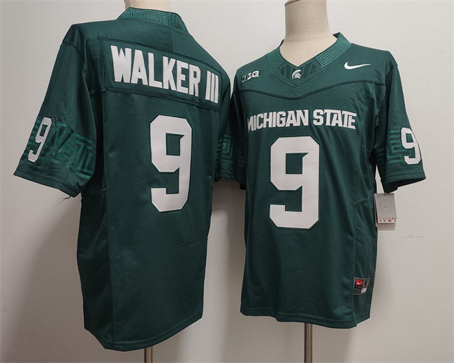 Men's Michigan State Spartans Green 9 WALKER III Green F.U.S.E. Stitched Jersey