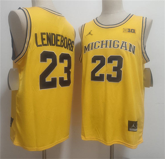 Men's Michigan Wolverines 23 Yaxel Lendeborg Yellow Vapor Limited Stitched Football Jersey