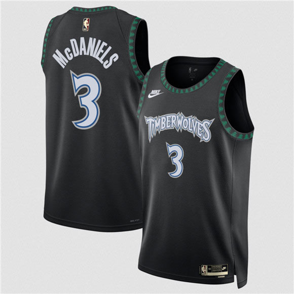 Men's Minnesota Timberwolves 3 Jaden McDaniels Black 2025 Classic Edition Stitched Jersey