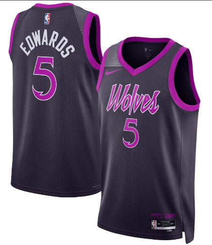 Men's Minnesota Timberwolves 5 Anthony Edwards Purple 2025 26 City Edition Stitched Basketball Jersey