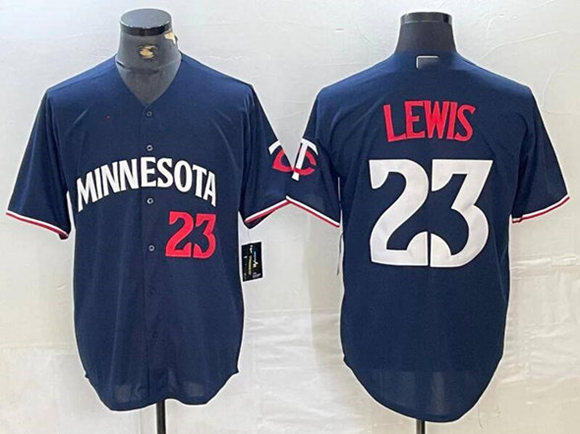 Men's Minnesota Twins 23 Royce Lewis Navy Cool Base Stitched Baseball Jersey